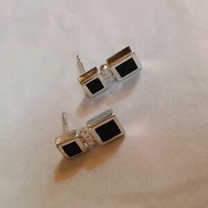 Sterling Silver 925 black and silver square earrings